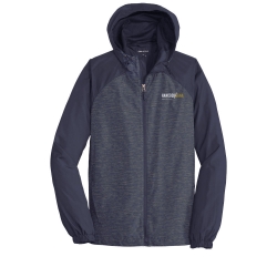 Sport-Tek Heather Colorblock Raglan Hooded Wind Jacket 