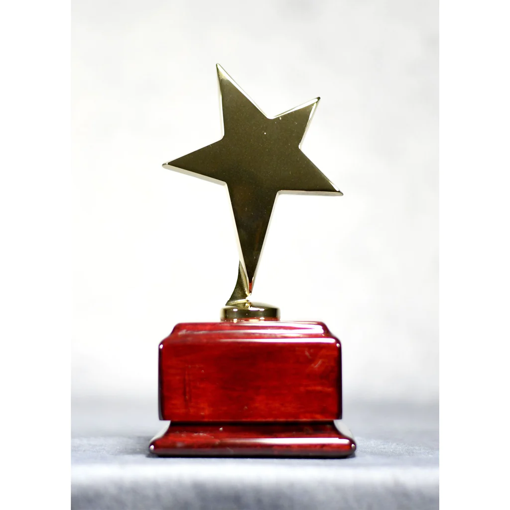 Star Performer Gold Star On Rosewood Base 