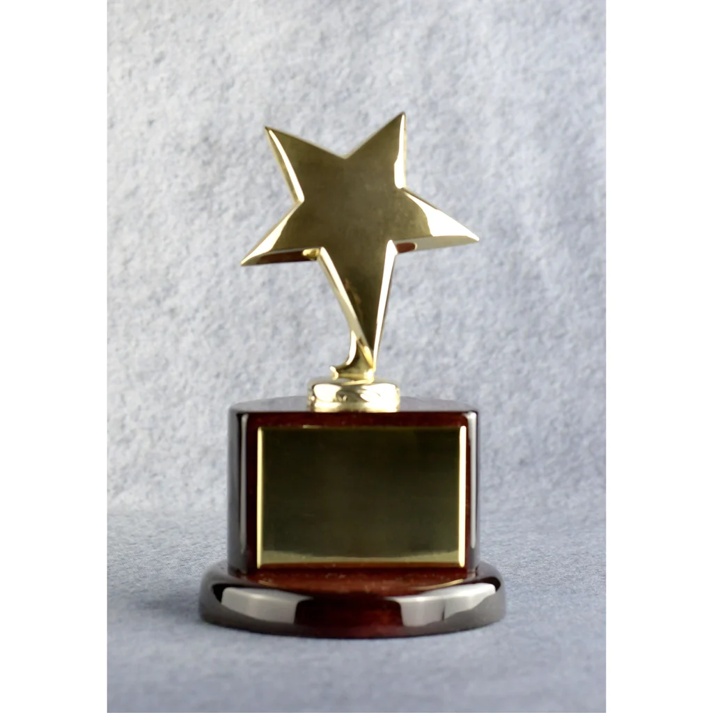 Star Performer Gold Star On Round Rosewood Base 