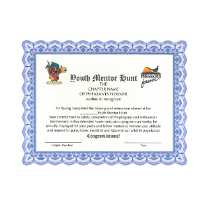 PF-205/PF-206/QF-205/QF-206 Youth Recognition Certificate, Youth Hunt Certificate  