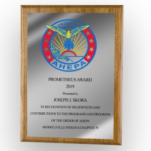 AHEPA  PLAQUE - Walnut Tone with metal plate  